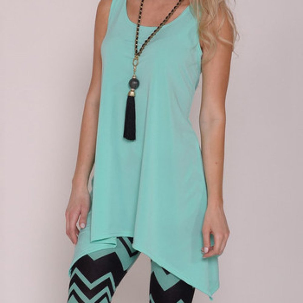 Lbisse Women's Tunic Tank Top in Aqua